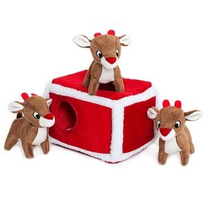 Interactive Plush Reindeer Pen Dog Toy